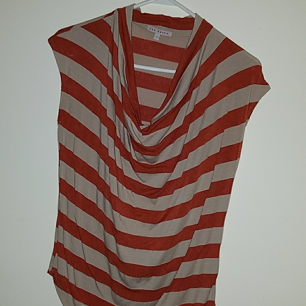 Red Haute Orange and Tan Striped top